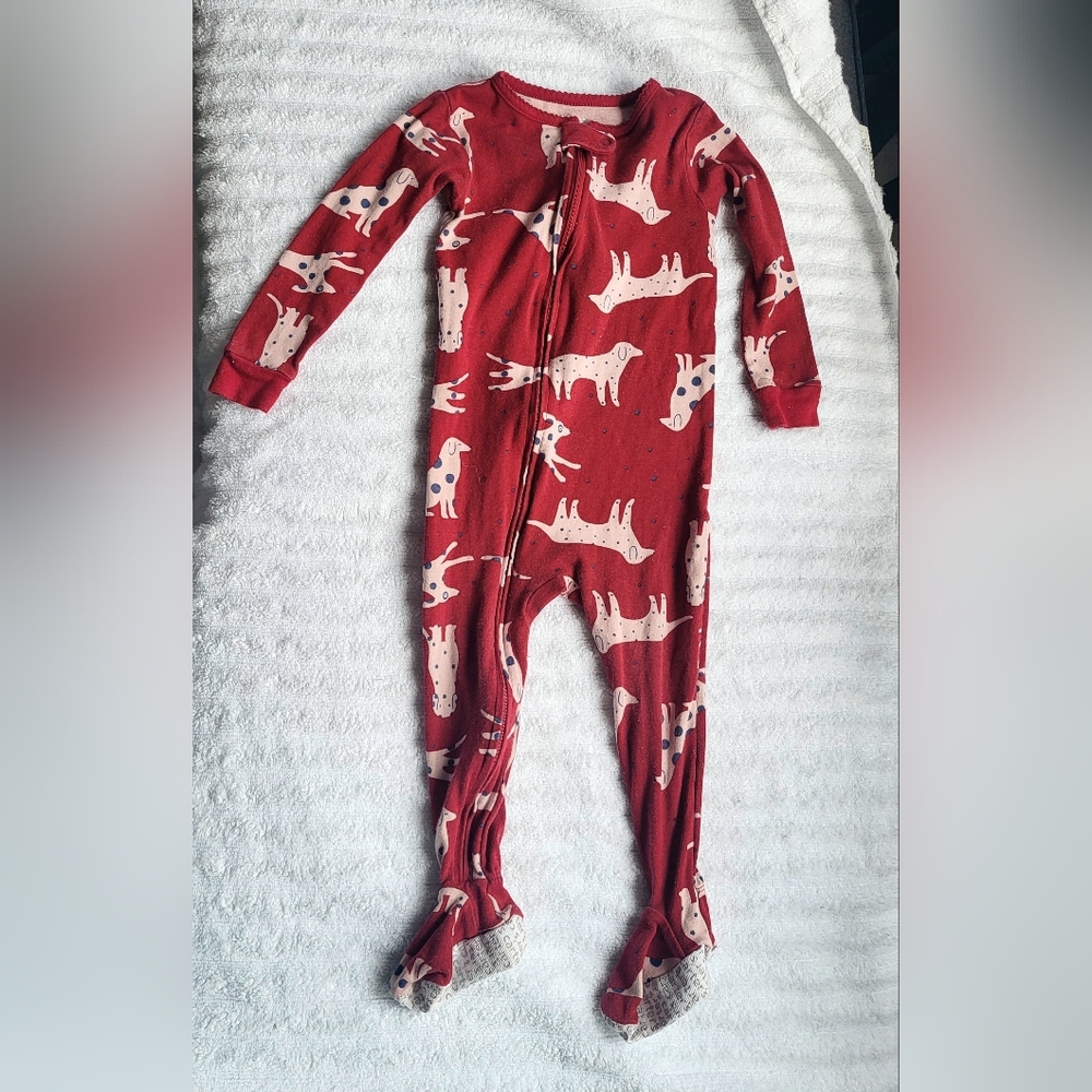 Gently Used Pajamas 2T. Dog Themed Footie Pajamas